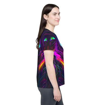 Sleeve detail of the "Knight City" sport tee, showing how the print wraps the fabric.