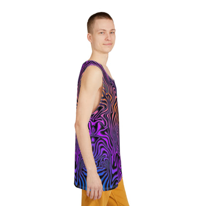 Rainbow Zebra tank top folded, showing the psychedelic print pattern.