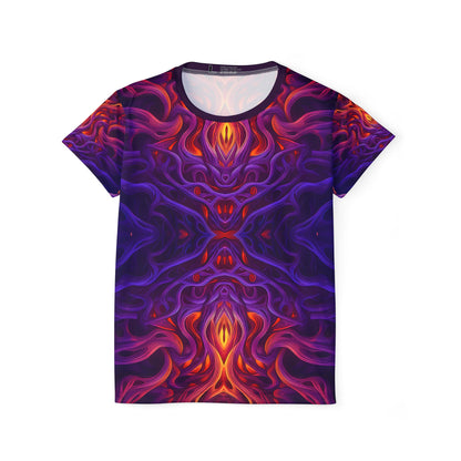 Front view of the "Lilith's Gate V2" sport tee, showing the all-over print design across the chest.