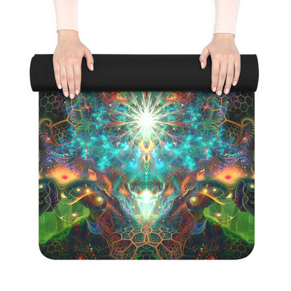 Close view of the To Tree or Not to Tree V2 print on a yoga mat.