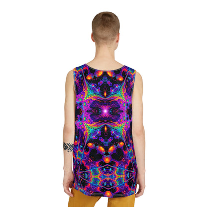 Front view of the Nebulizer Core tank top with the design printed edge to edge.