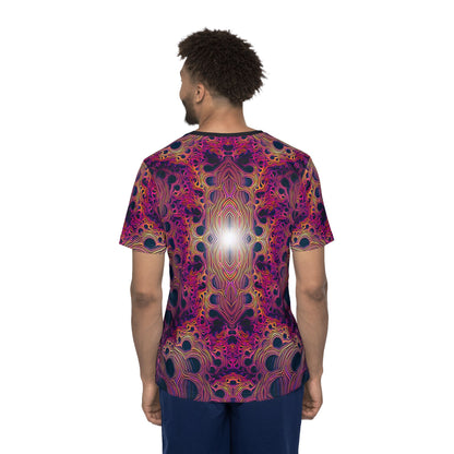The "Fractaleon" men's sport tee photographed from above on a flat surface.