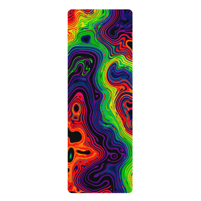 Front view of the Neon Spill psychedelic print yoga mat