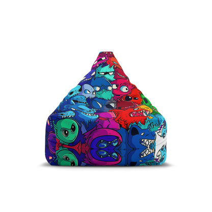 Side view of the What Dreams May Come bean bag chair cover, showing its rounded shape.