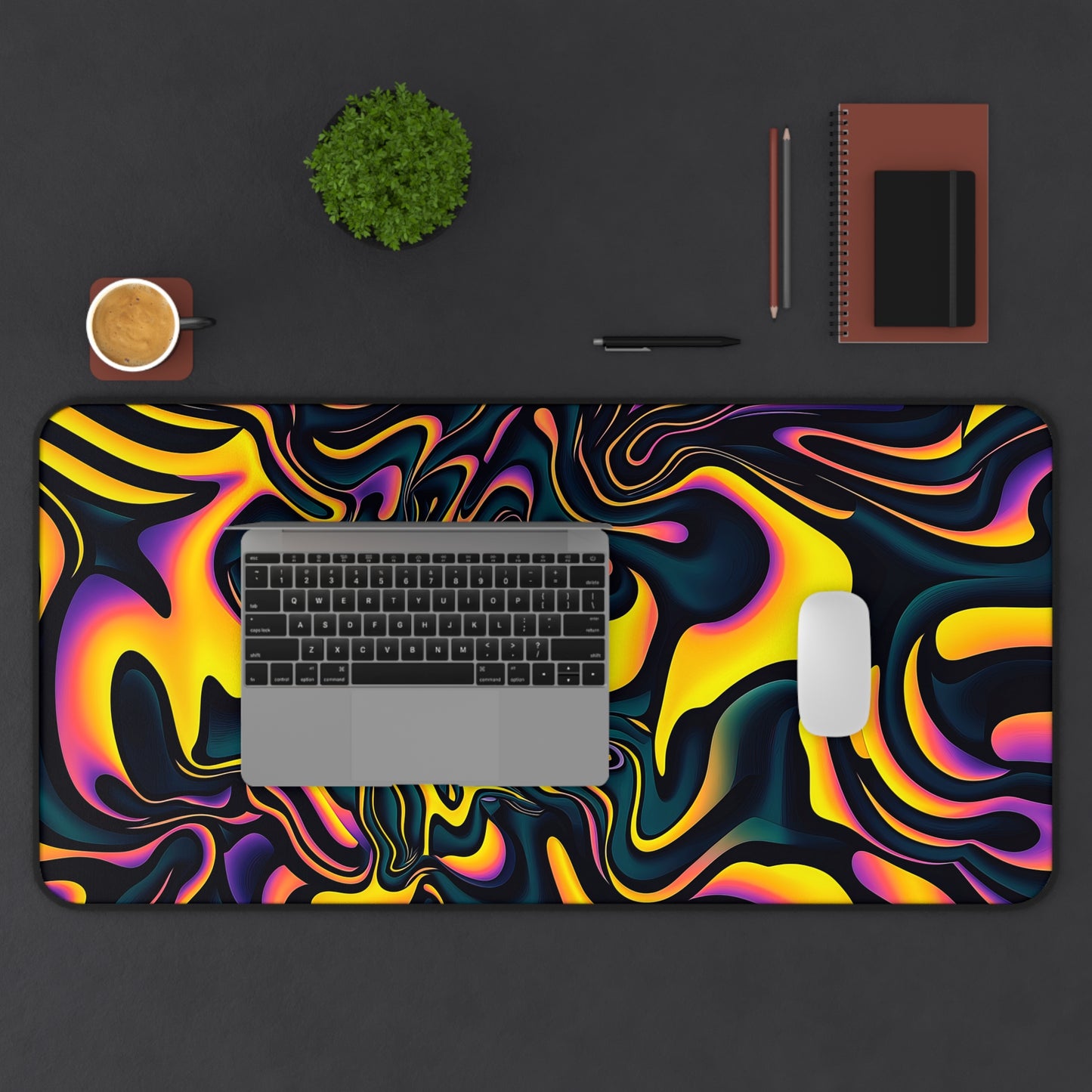 "Pink Plus Black Equals Yellow" DESK MAT (12x18)(12x22)(15.5x31)