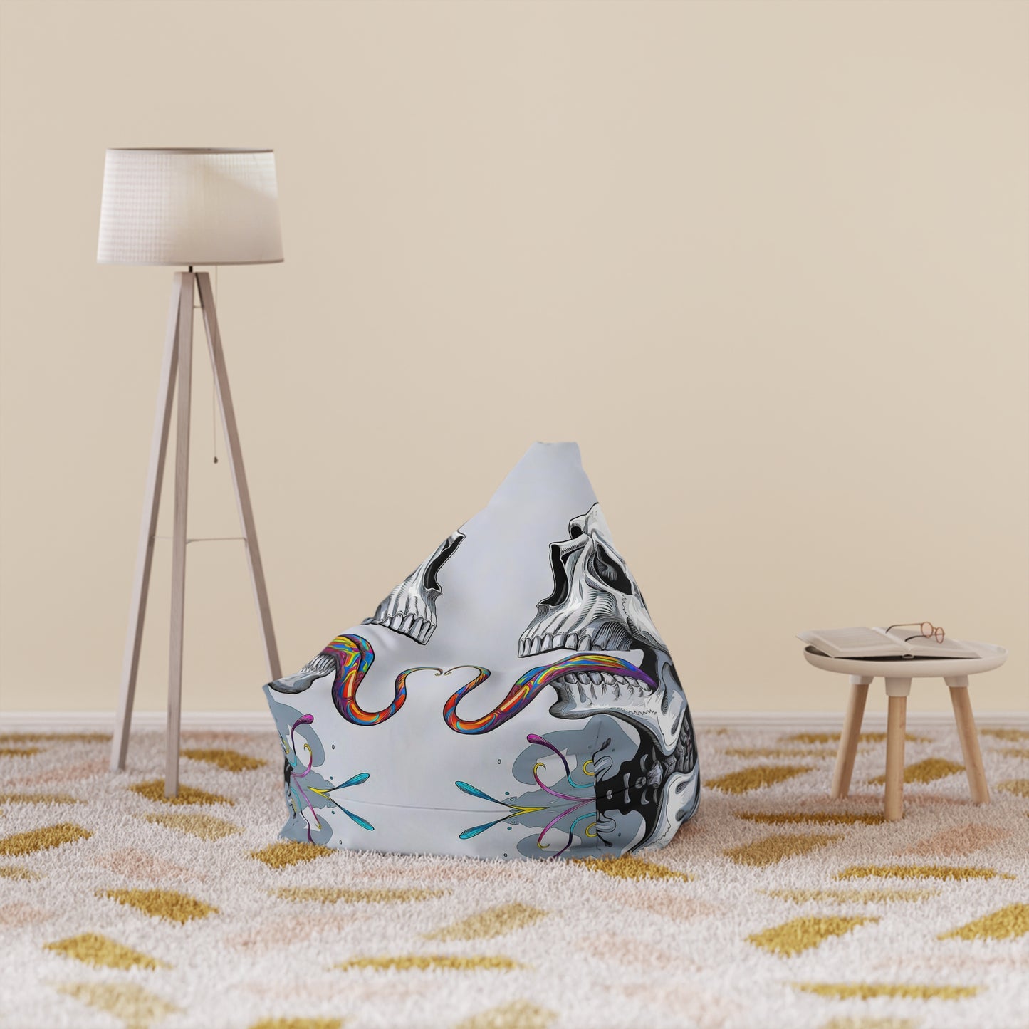"Psychedelic Tongue Skull" BEAN BAG CHAIR COVER