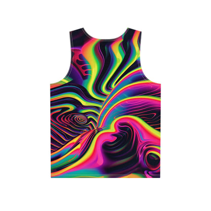 Hues on Hues men's tank top shown from the back.