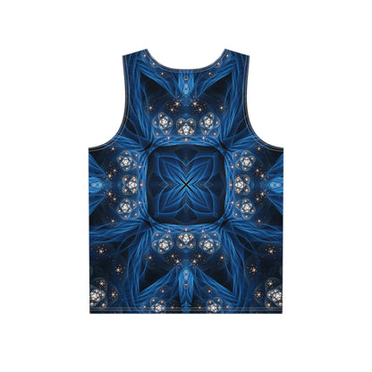 Close-up of the Inner Sanctum print on a men's tank top.