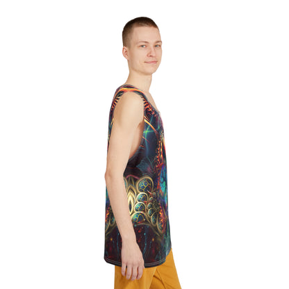 The Stimulous men's tank top photographed from above on a flat surface.