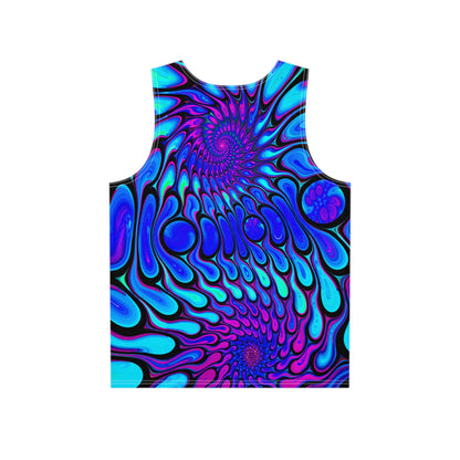 Close-up of the Night Groove print detail on the tank top fabric.