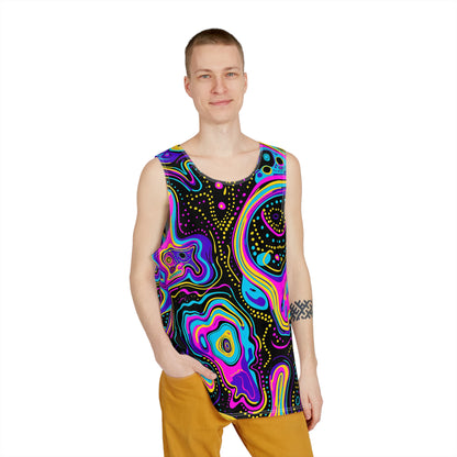 Back view of the Neon-Ray Vision men's tank top showing the all-over design.