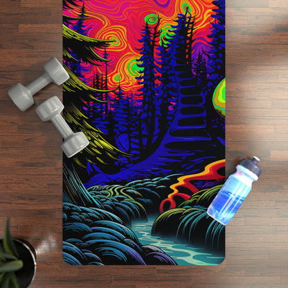 Close-up of the Mushy Night print detail on the yoga mat surface
