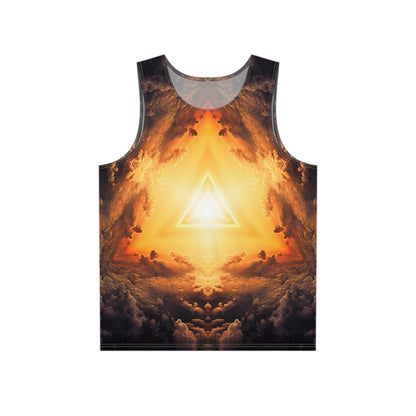 Flat lay of the Adieu men's tank top showing the full print design.