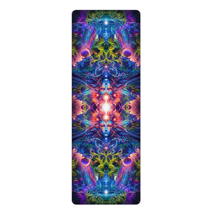 The Sacred Vine yoga mat with an edge-to-edge psychedelic mandala print.