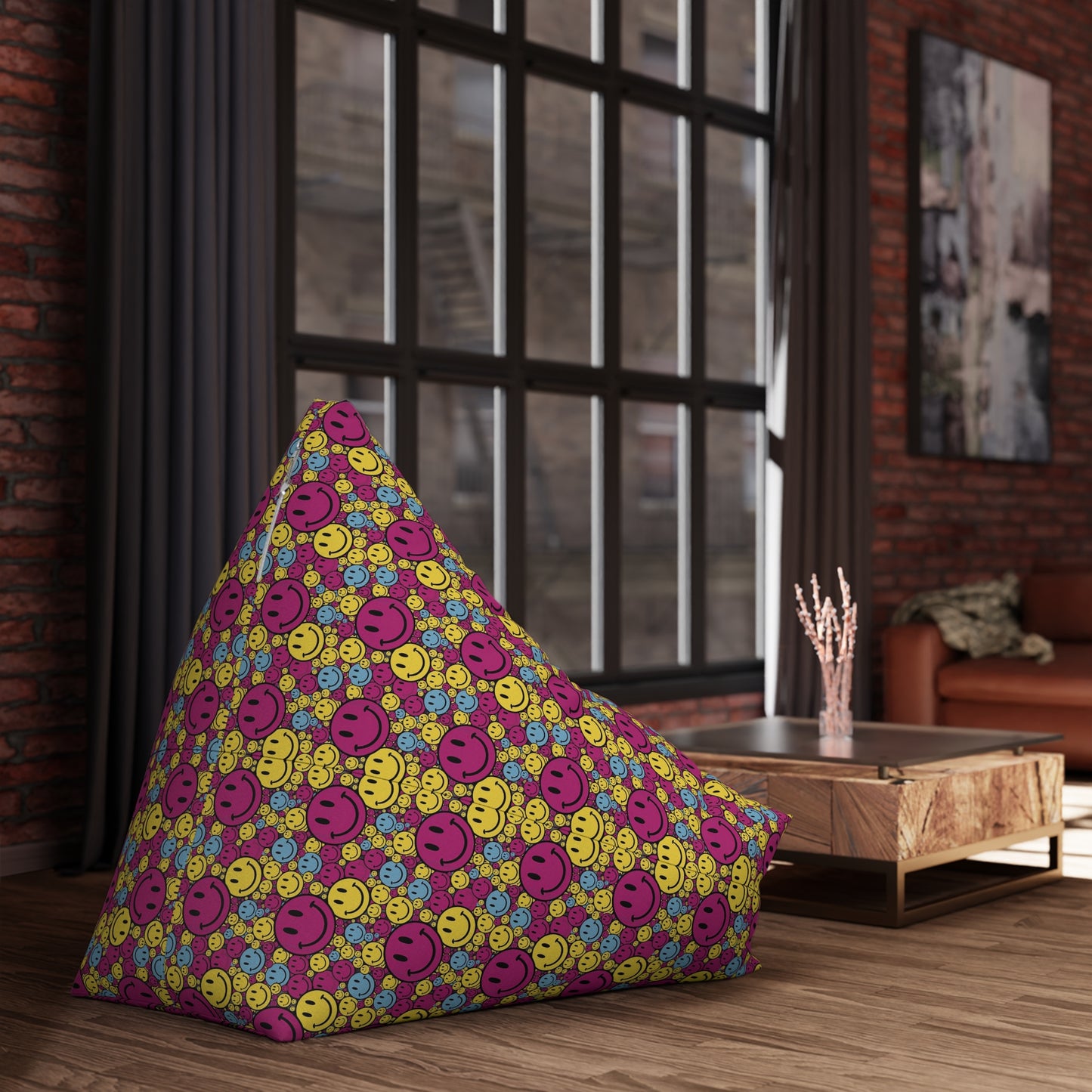 "Purple Yellow Blue Smiley Pattern" BEAN BAG CHAIR COVER