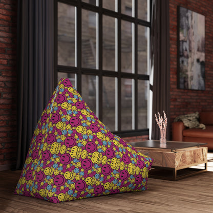 "Purple Yellow Blue Smiley Pattern" BEAN BAG CHAIR COVER