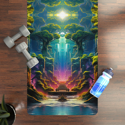 Corner close-up of the Remnant V2 yoga mat showing print detail and rubber edge.