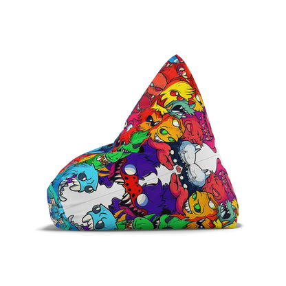 Overhead view of the What Dreams May Come bean bag chair cover on the floor.