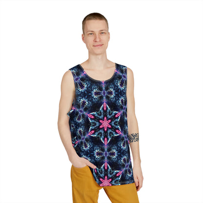 Angled view of the Sentinel Star men's tank top design.