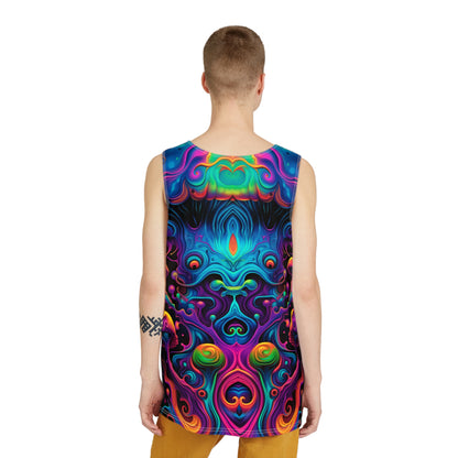 Gillip men's tank top shown on a model at an angle.
