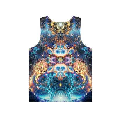 Close-up of the Polaris print detail on the men's tank top fabric.