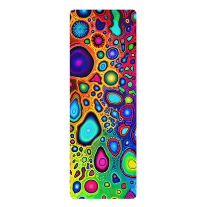 Psycho Leopard yoga mat laid flat showing the full psychedelic leopard print edge to edge.