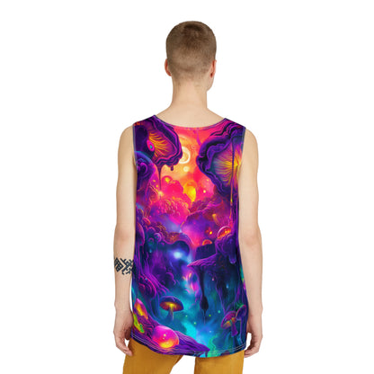 Overhead view of the Night Light men's tank top laid flat.