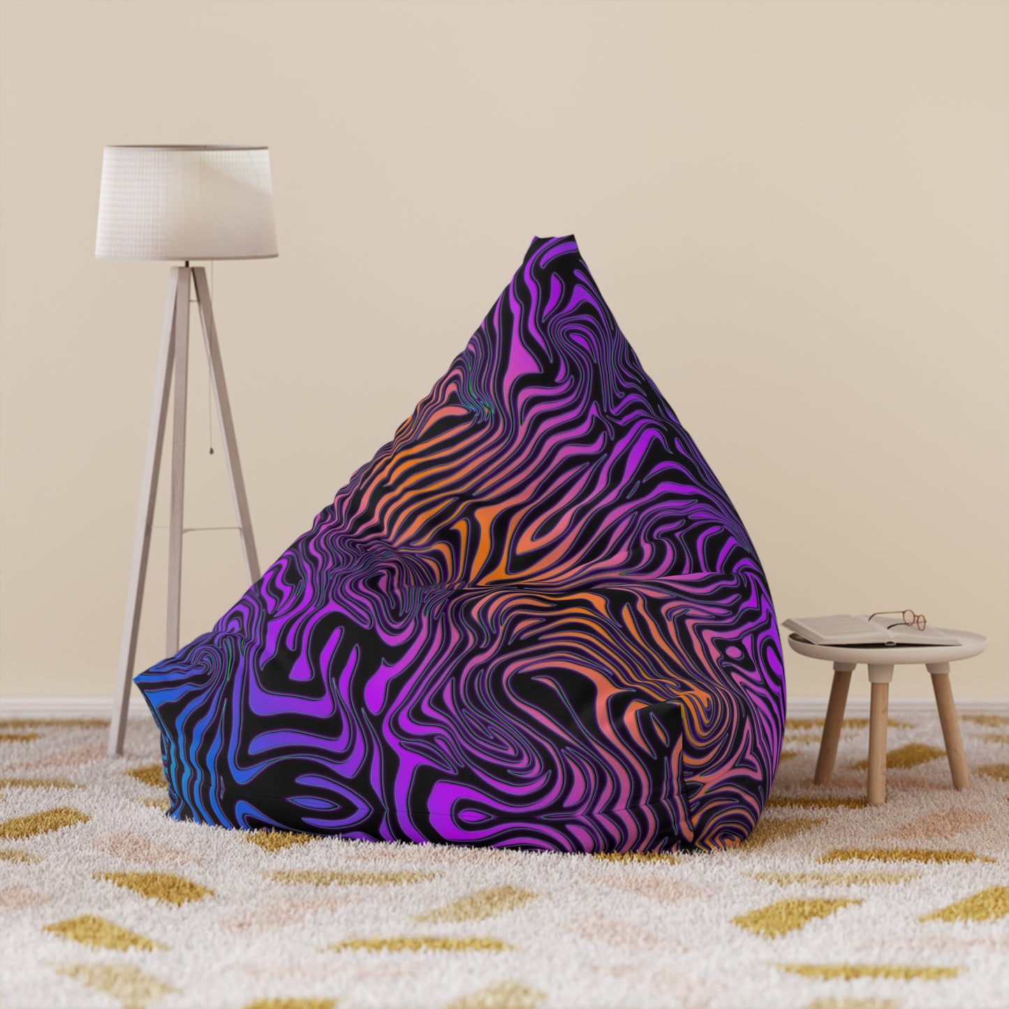 "Rainbow Zebra" BEAN BAG CHAIR COVER