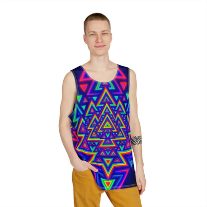 Angled product photo of the Aztecia men's tank top.