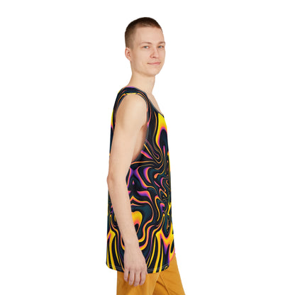 Men's tank top in the Pink Plus Black Equals Yellow colorway