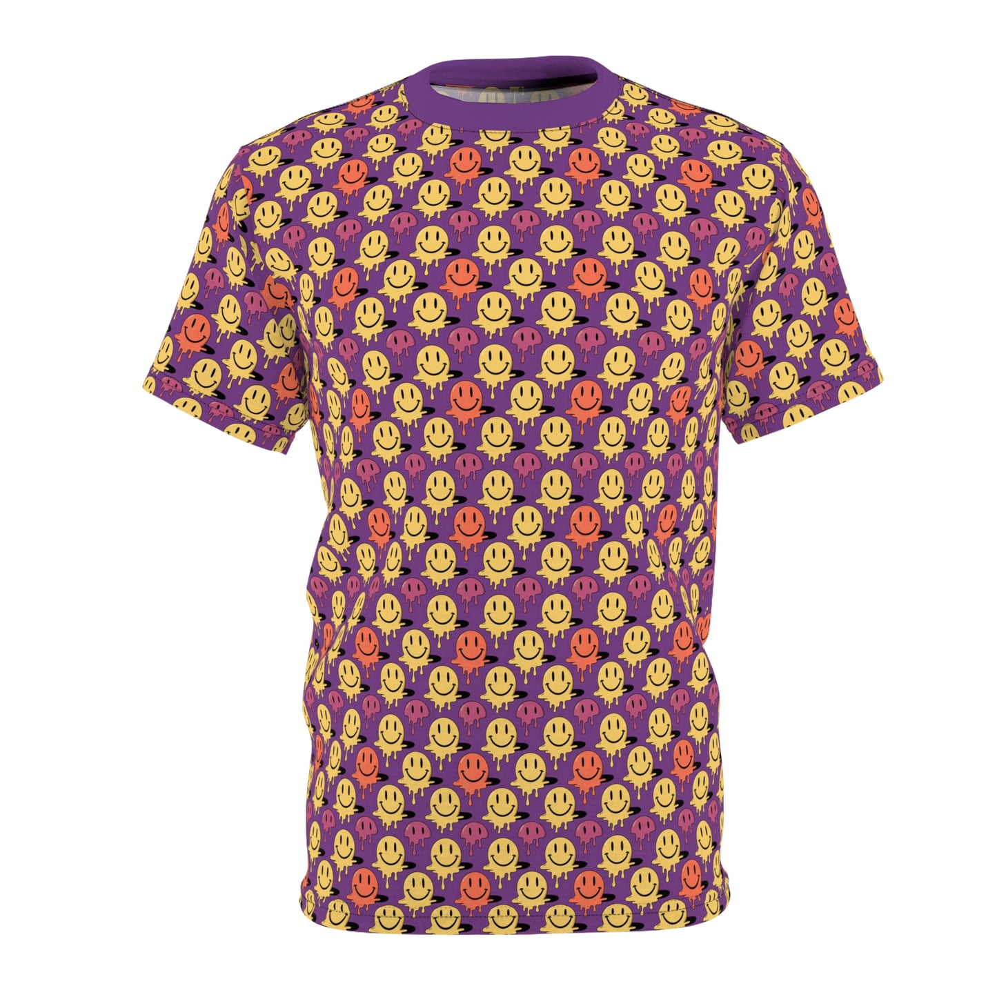 Purple Melting Smiley Pattern Premium Tee