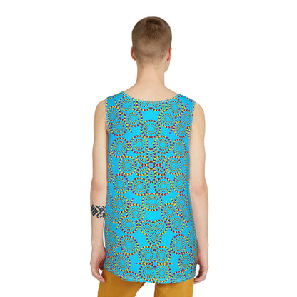 Angled view showing the Loco Motion print along the tank top's side seam.