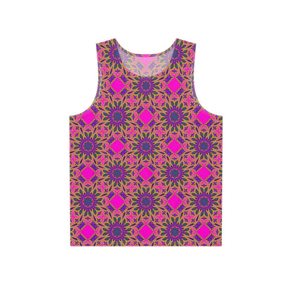 Flat lay of the 'Pink Passion' all-over-print men's tank top