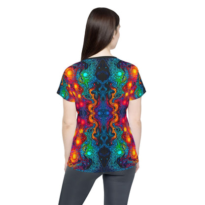 Overhead view of the Molten Flow women's sport tee laid flat.