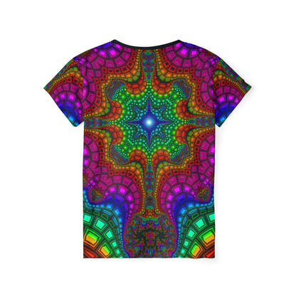Back view of the "Kambo" sport tee, showing the print continuing across the fabric.