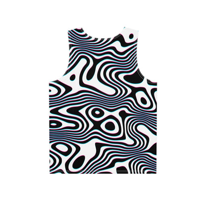 Close-up of the white Wild Cat tank top fabric and print detail.