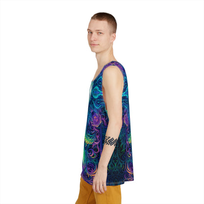 The 'Belladonna V2' men's tank top folded, showing the soft poly-spandex fabric texture.