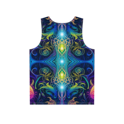Close-up of the Orchidious V3 print design on the tank top fabric.