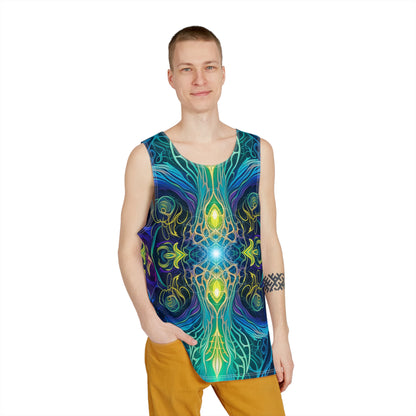 "Orchidious V2" men's tank top, additional product photo showing the all-over print design.
