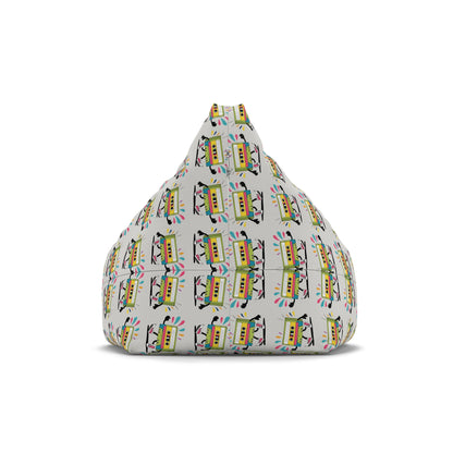 Cassette Pattern bean bag chair cover shown at a slight angle.