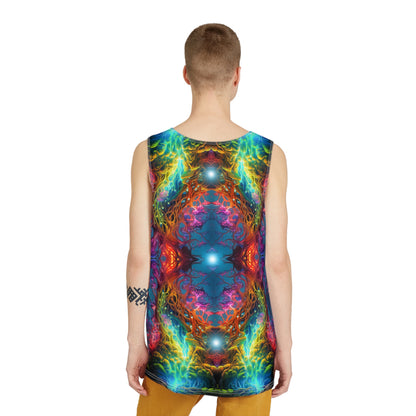 Side angle of The Elixir V2 men's tank top, showing the regular cut and fit.
