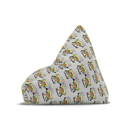 Cassette Pattern bean bag chair cover viewed from above.