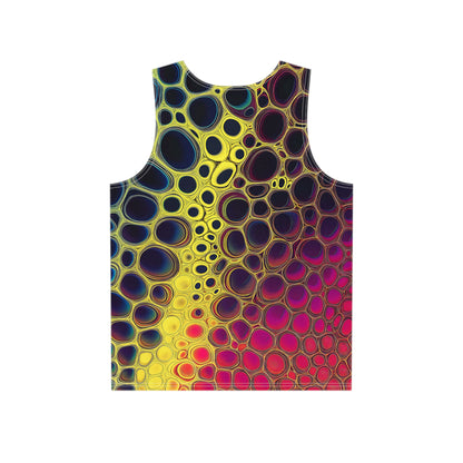 Back view of the Mitosis print men's tank top showing the full design.