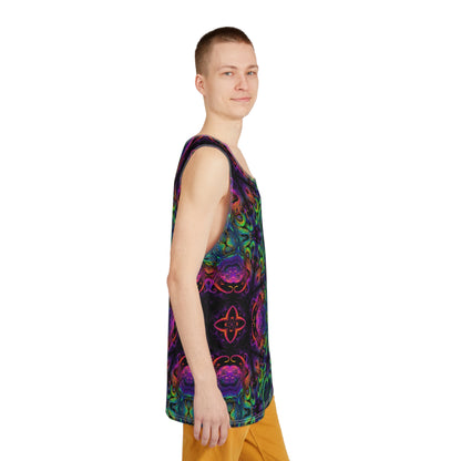 Side view of the Cthulhu Kaleider all-over print men's tank top.
