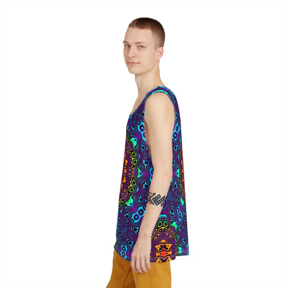 Side view of the 'Surf's Up' all-over-print men's tank top