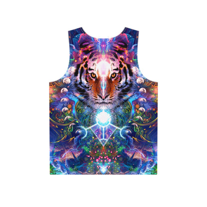 Close-up of the Hunter's Moon print on a men's tank top.