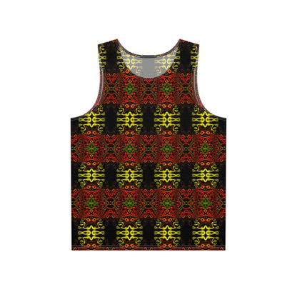 Flat lay of a men's tank top printed with the 'Voaconga' design.