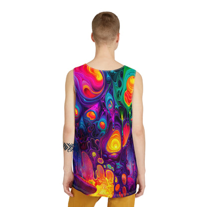 Angled view of the Nebulon men's tank top on display.