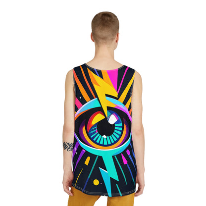 The All Seeing Lightningz men's tank top design shown from above.