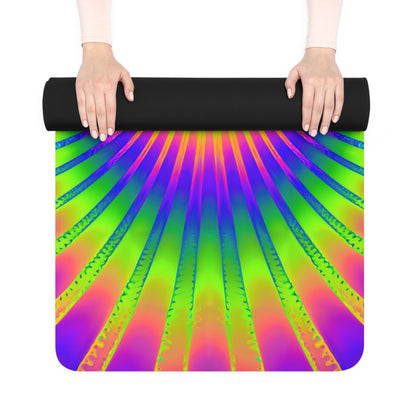 Corner view of the Blast Off yoga mat showing the rubber non-slip bottom